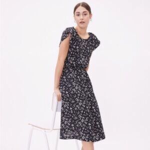 RW&CO. Black and White Flutter Sleeve Midi Sundress